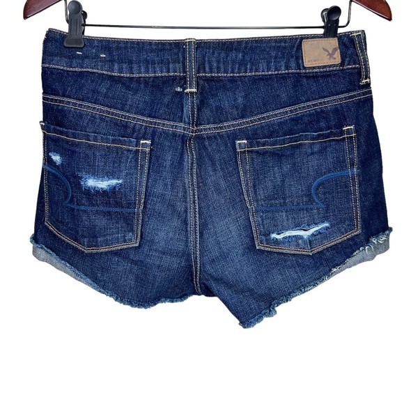 American Eagle Distressed Denim Shorts American Flag Pockets Size 6 - Picture 4 of 7